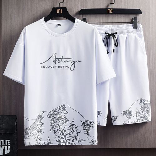 T-Shirts +Shorts 100% Cotton Men's Short Sleeve Set