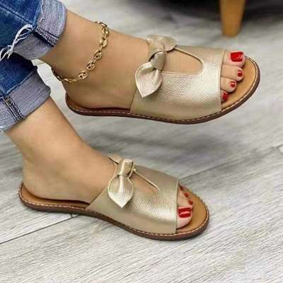 Summer Women Slippers Shoes Cute Butterfly-Knot Flats Casual Sandals Solid Color Beach Sandals Zapat Profile Picture